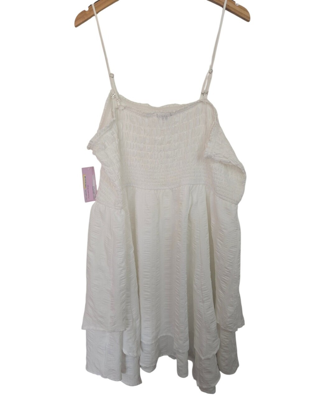 Wild Fable White Smocked Tiered Mini Dress Plus Size 3X - Picture 5 of 6